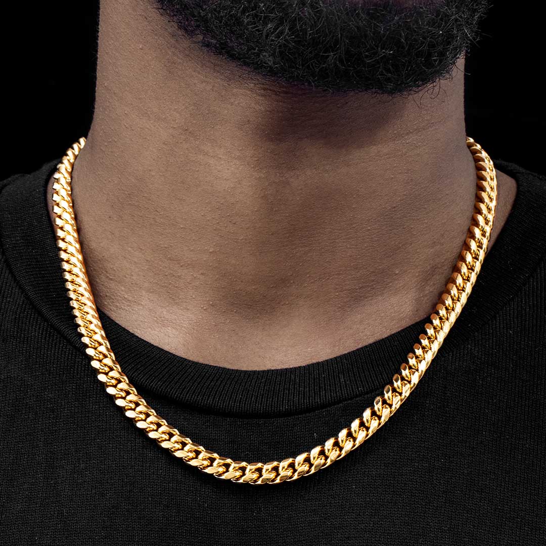12mm Stainless Steel Cuban Chain in Gold