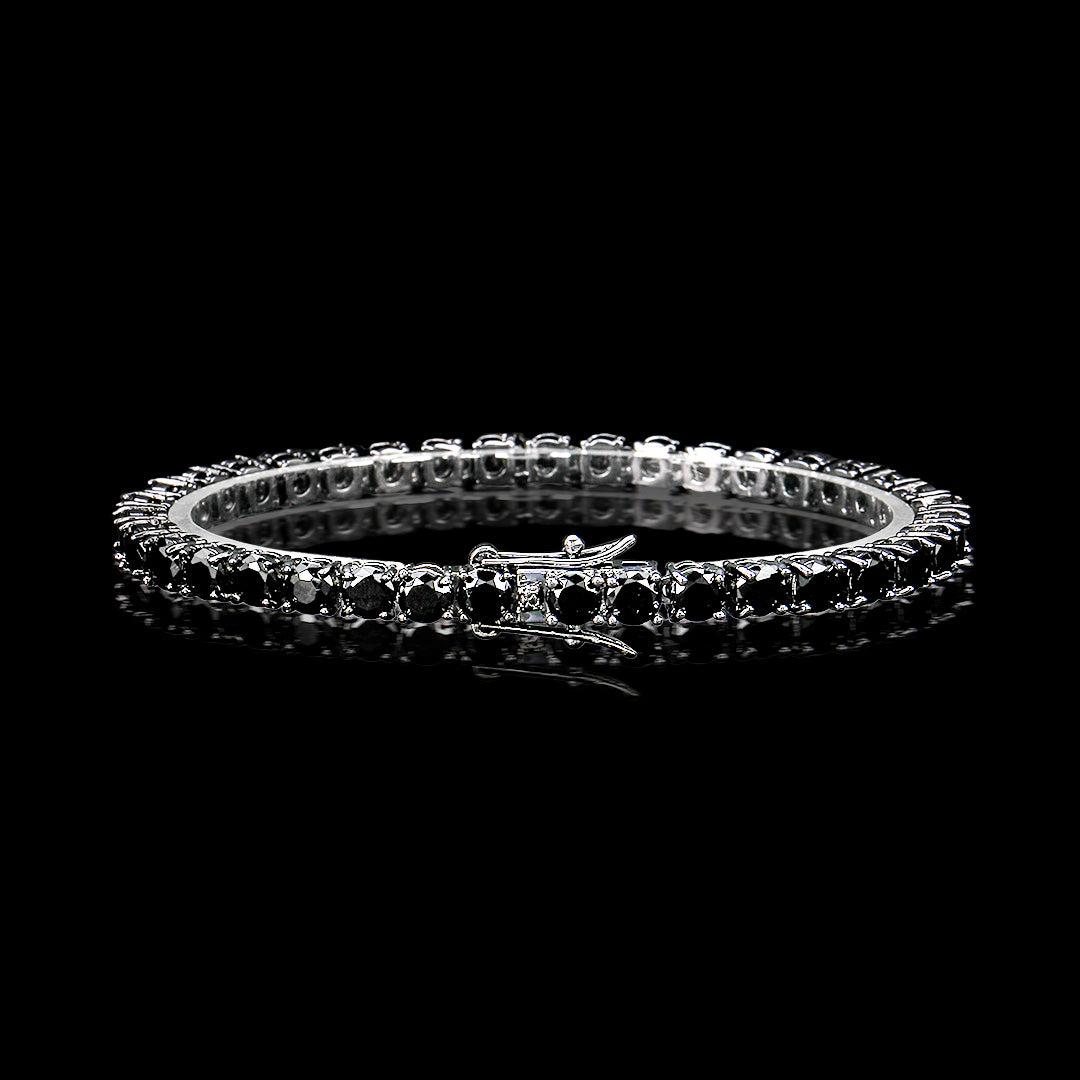 5mm Black Stones 18K Black Gold Tennis Bracelet