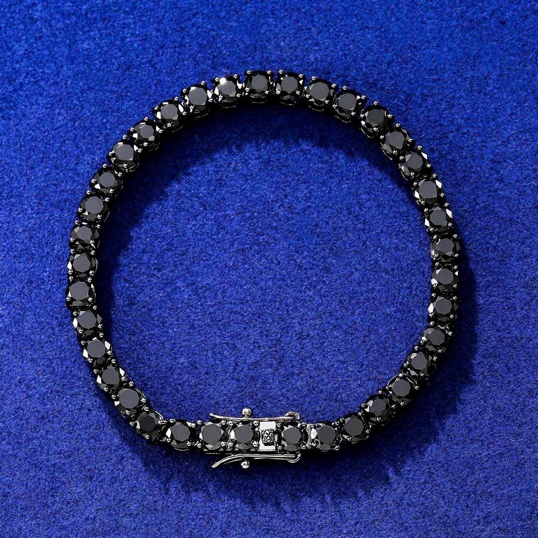 5mm Black Stones 18K Black Gold Tennis Bracelet