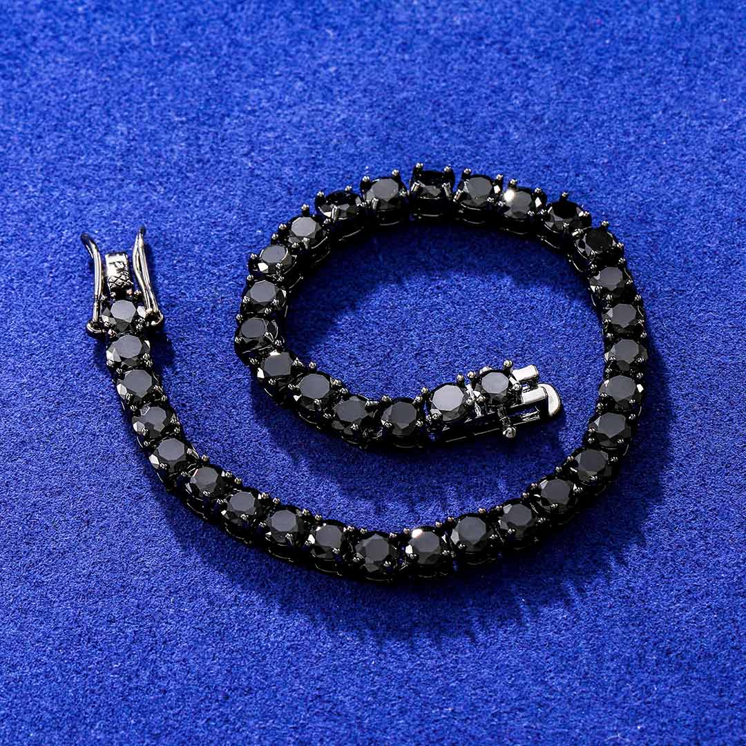 5mm Black Stones 18K Black Gold Tennis Bracelet