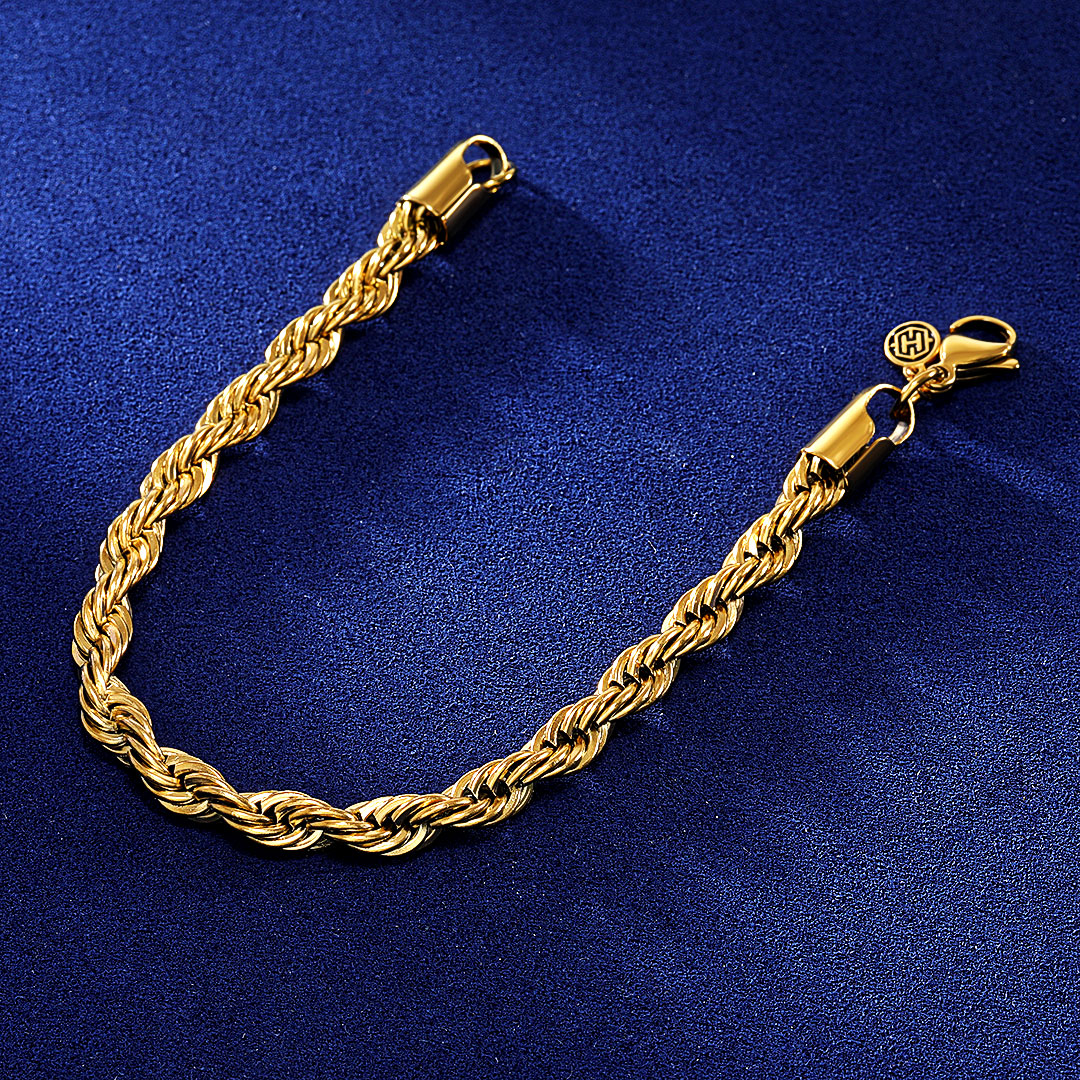 6mm Rope Bracelet in Gold