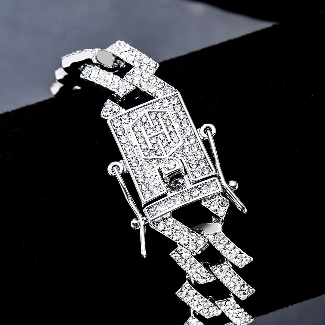 14mm Iced Prong Cuban Chain in White Gold