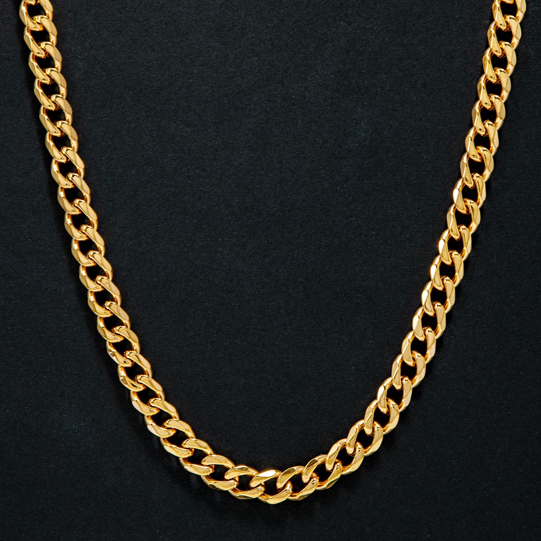 9mm Stainless Steel Cuban Chain in Gold