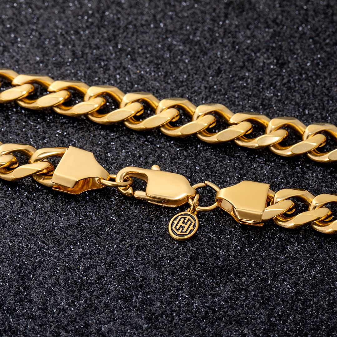 9mm Stainless Steel Cuban Chain in Gold