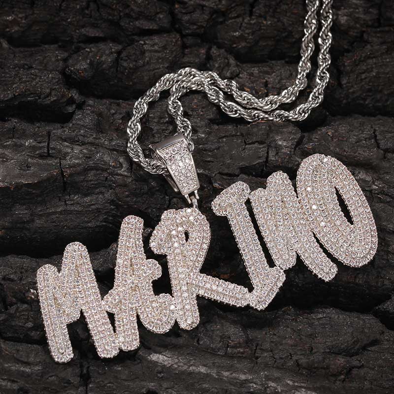 Custom Cursive Name Necklace in White Gold