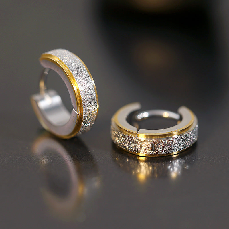Titanium Steel Frosted Hoop Earrings