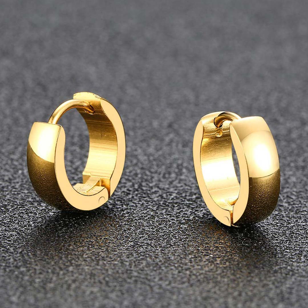 Stainless Steel Hoop Earrings in Gold