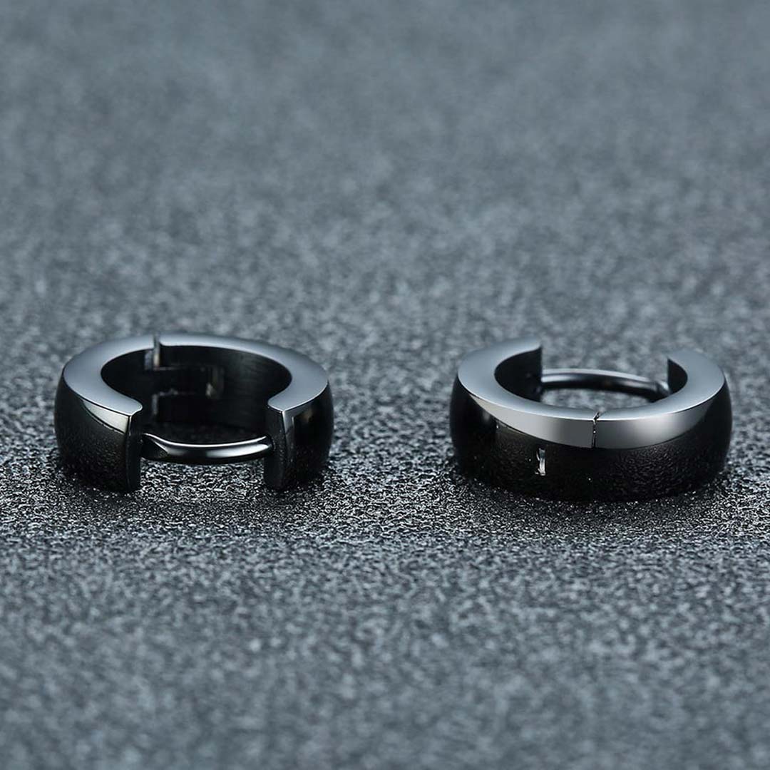 Stainless Steel Hoop Earrings in Black Gold