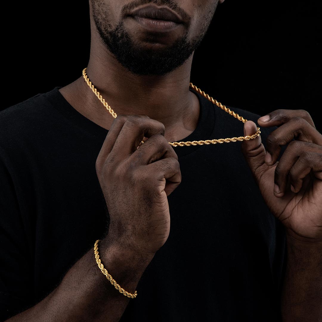 5mm 18K Gold Finish Rope Chain