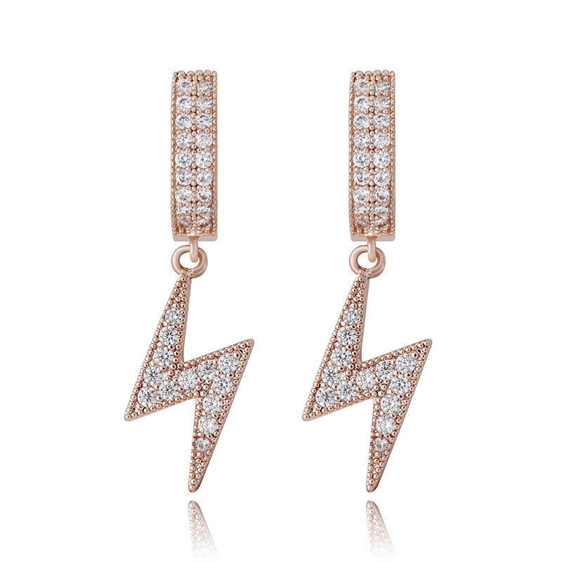 Iced Lightning Bolt Dangle Earrings
