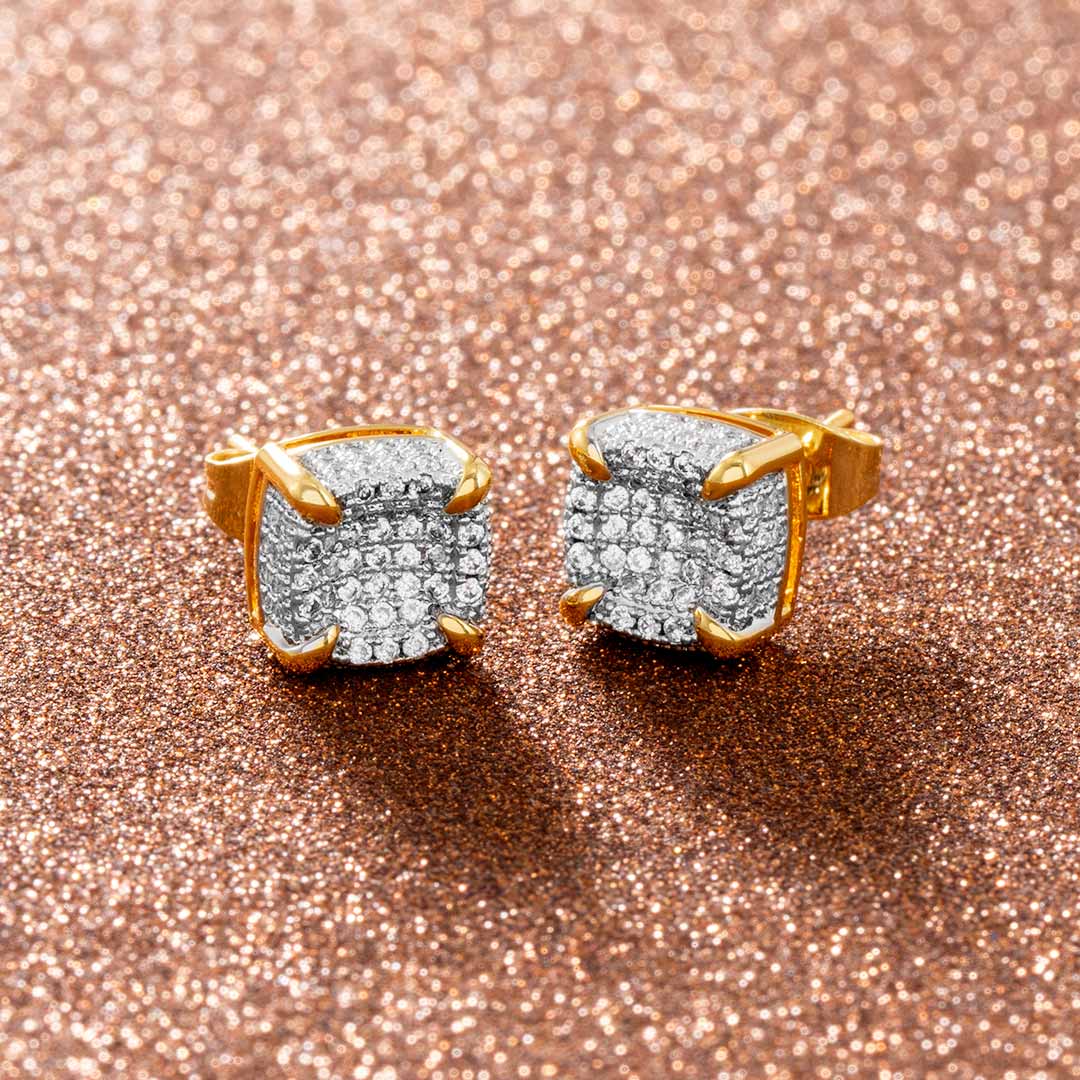 Rounded Square Stud Earrings-9*9mm