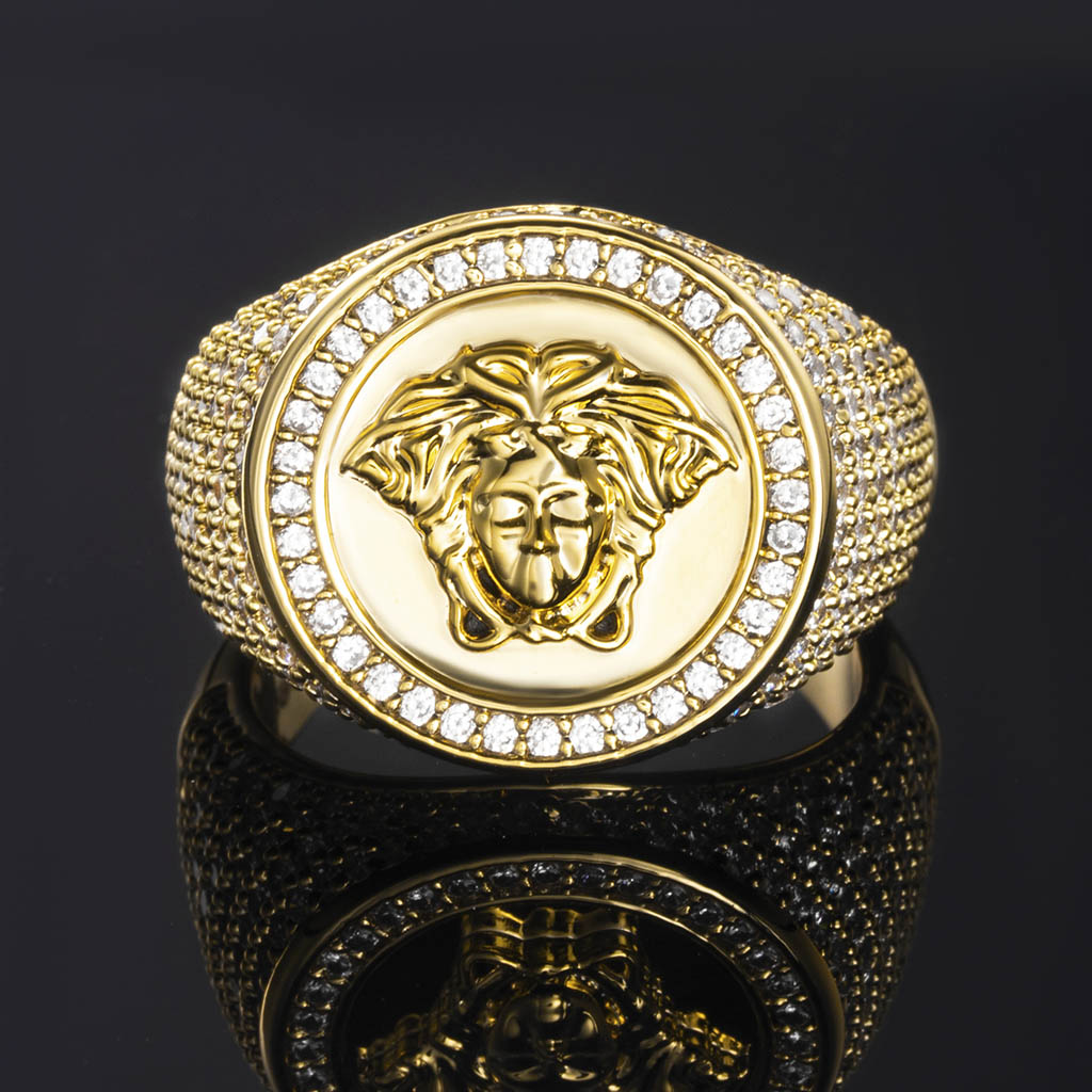 Iced Snake Hair Banshee Ring in Gold