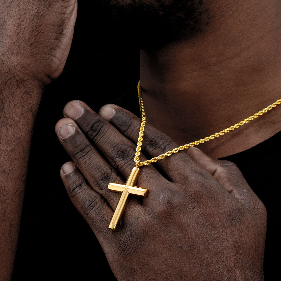 Cylinder Stainless Steel Cross Pendant
