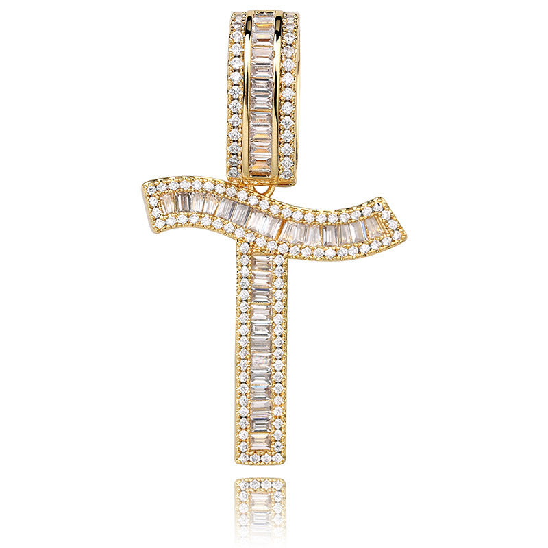 Iced Baguette Letters Pendant in Gold