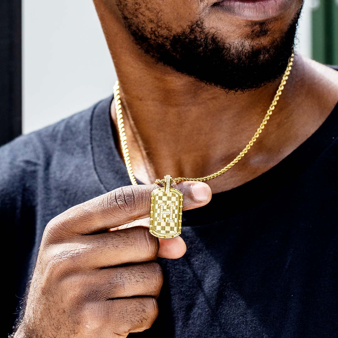 Iced A-Z Initial Letter Pendant in Gold