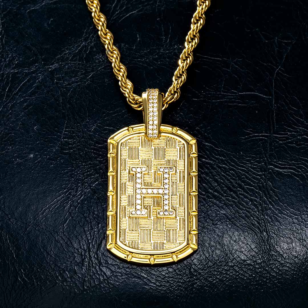 Iced A-Z Initial Letter Pendant in Gold