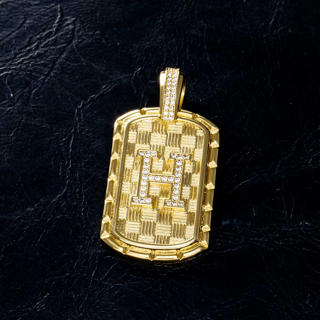 Iced A-Z Initial Letter Pendant in Gold