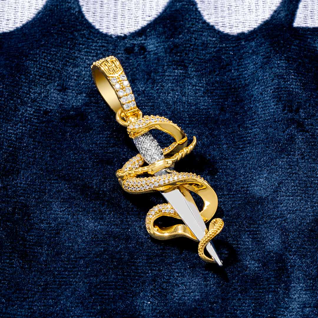 Iced Dagger and snake Pendant