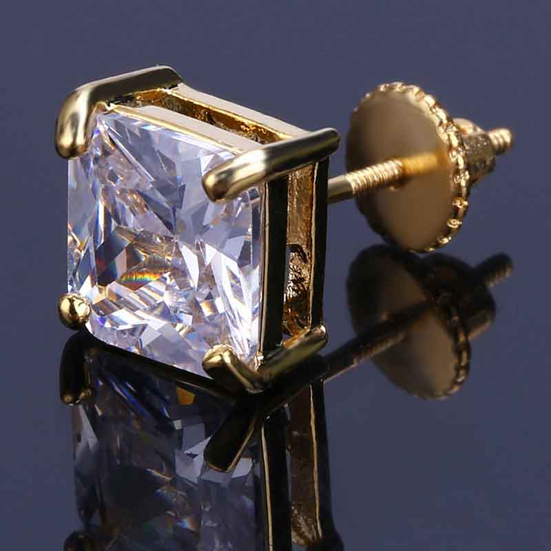 Radiant Cut Stud Earring in Gold