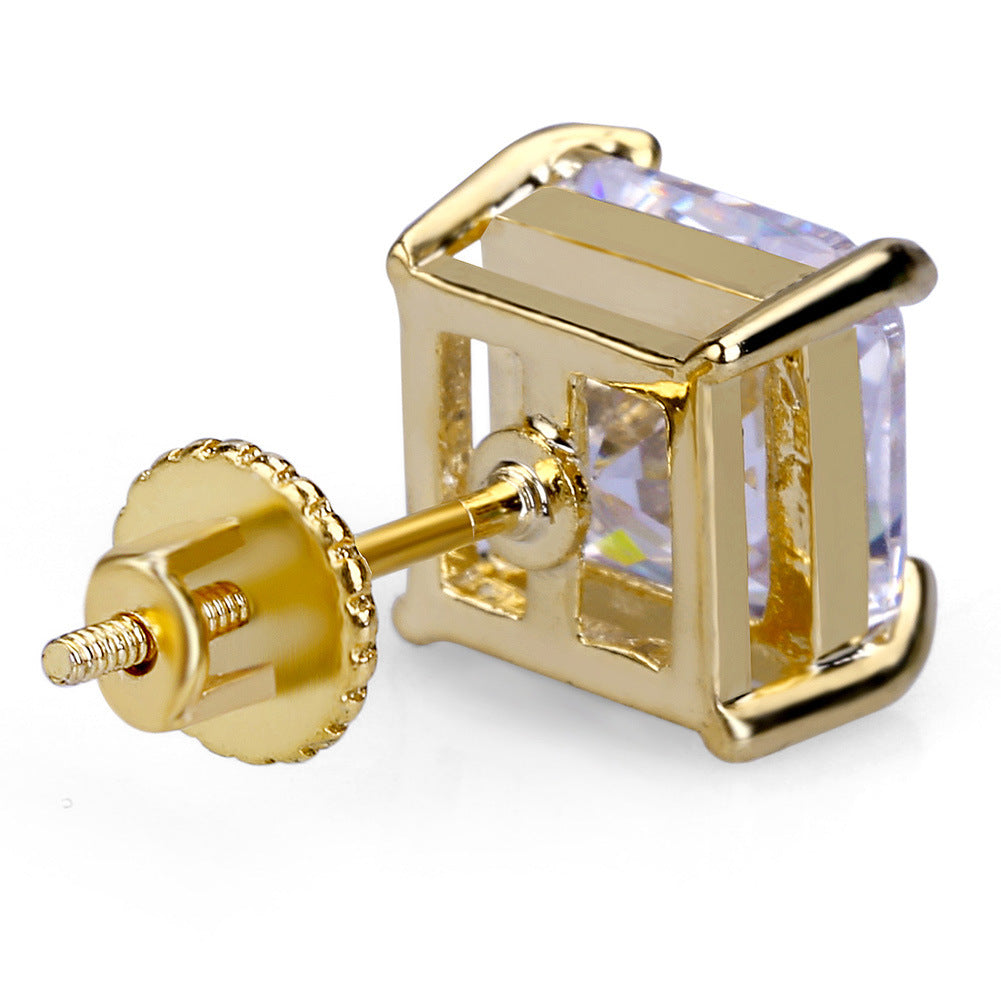 Radiant Cut Stud Earring in Gold