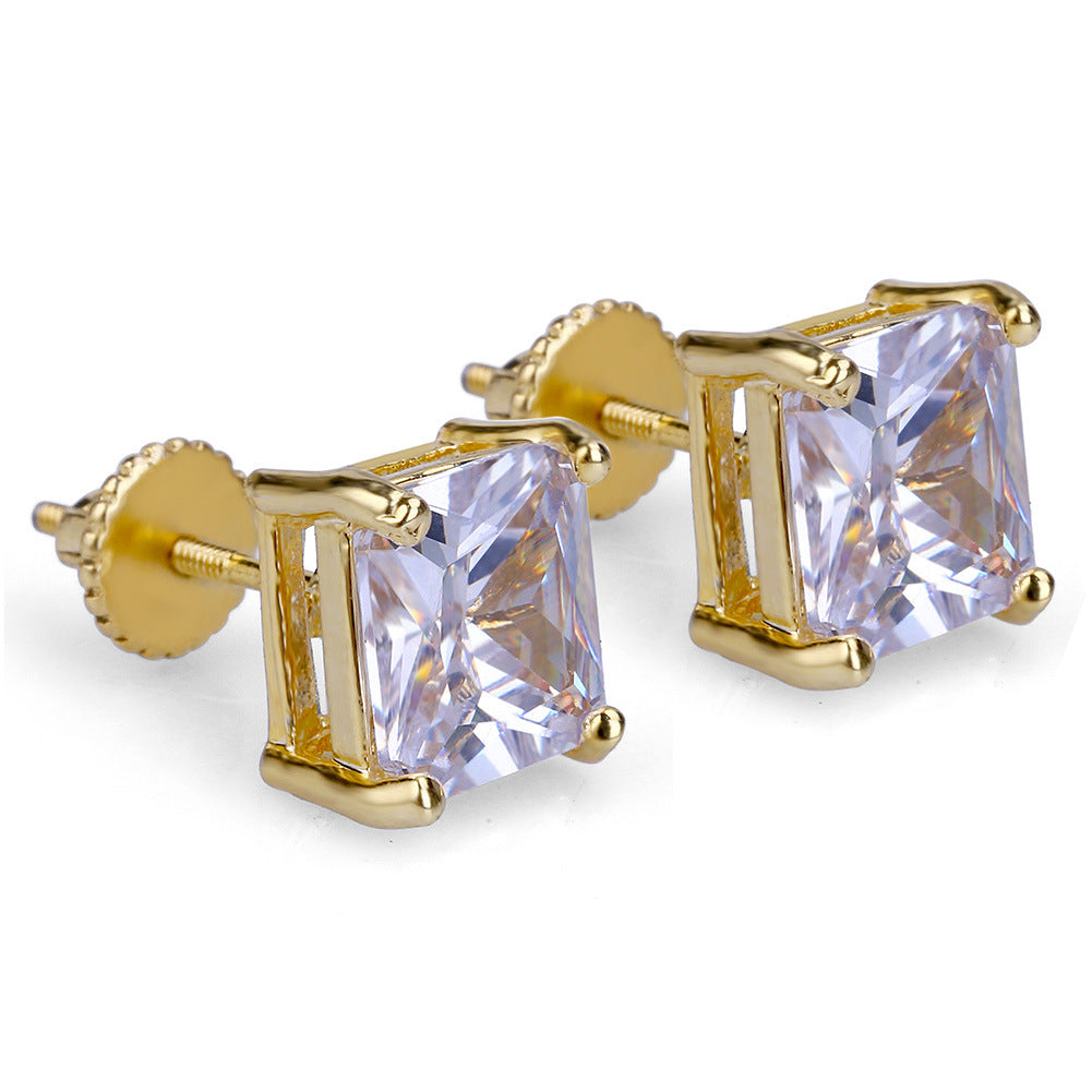 Radiant Cut Stud Earring in Gold