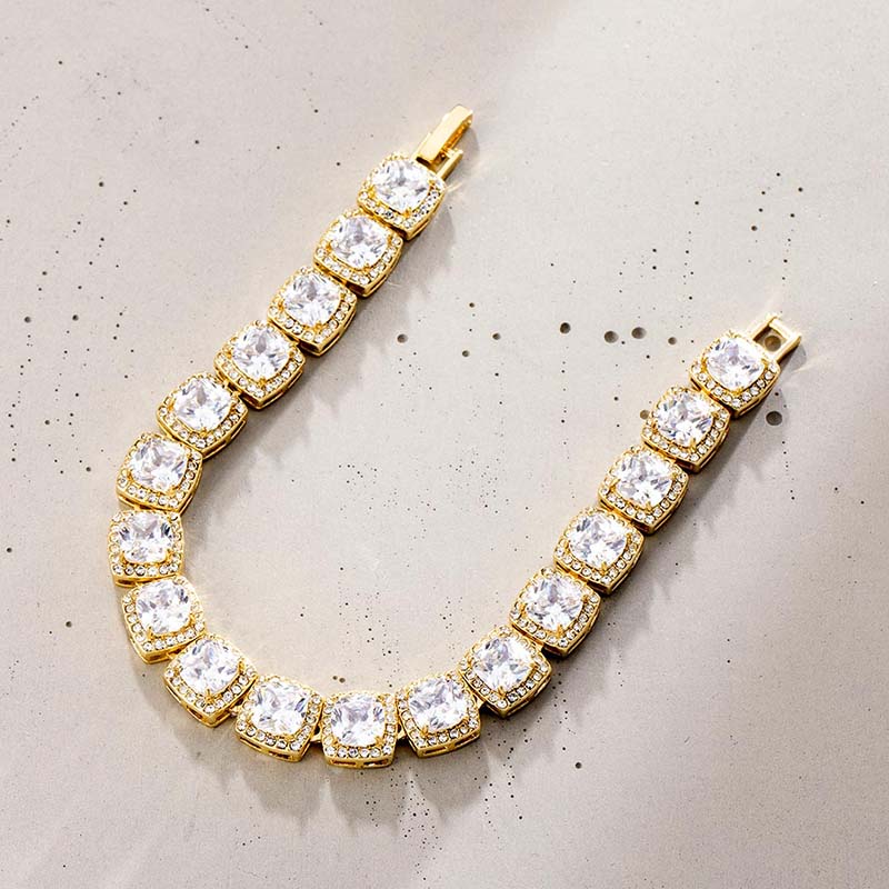 10mm Iced Baguette Bracelet in Gold