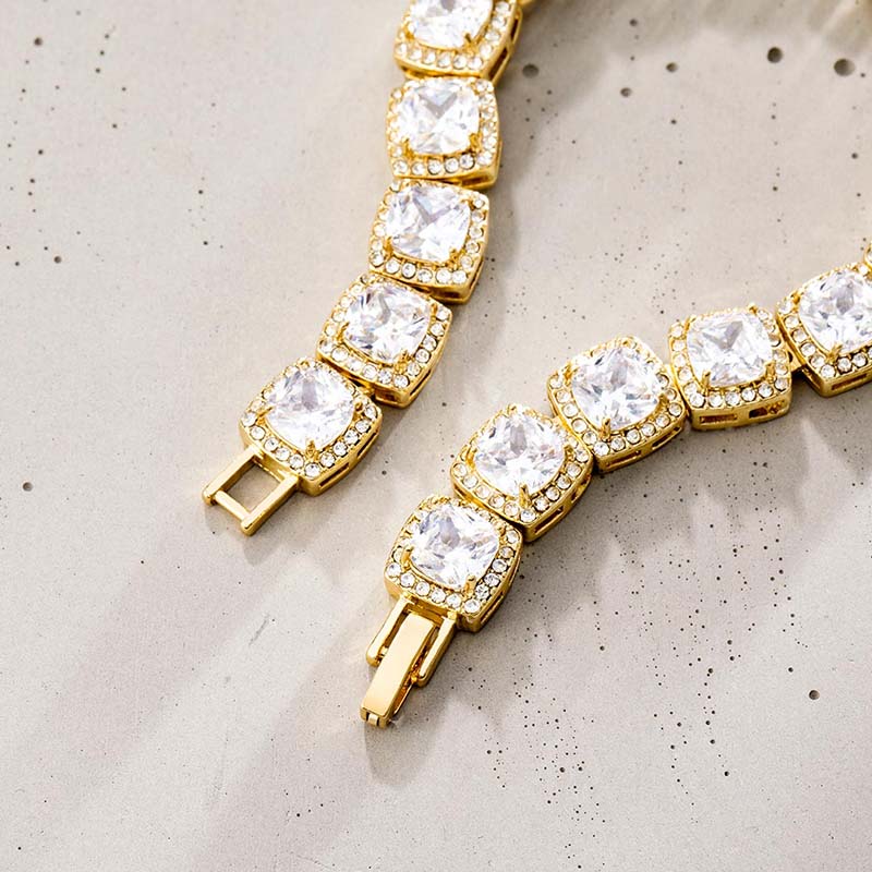 10mm Iced Baguette Bracelet in Gold
