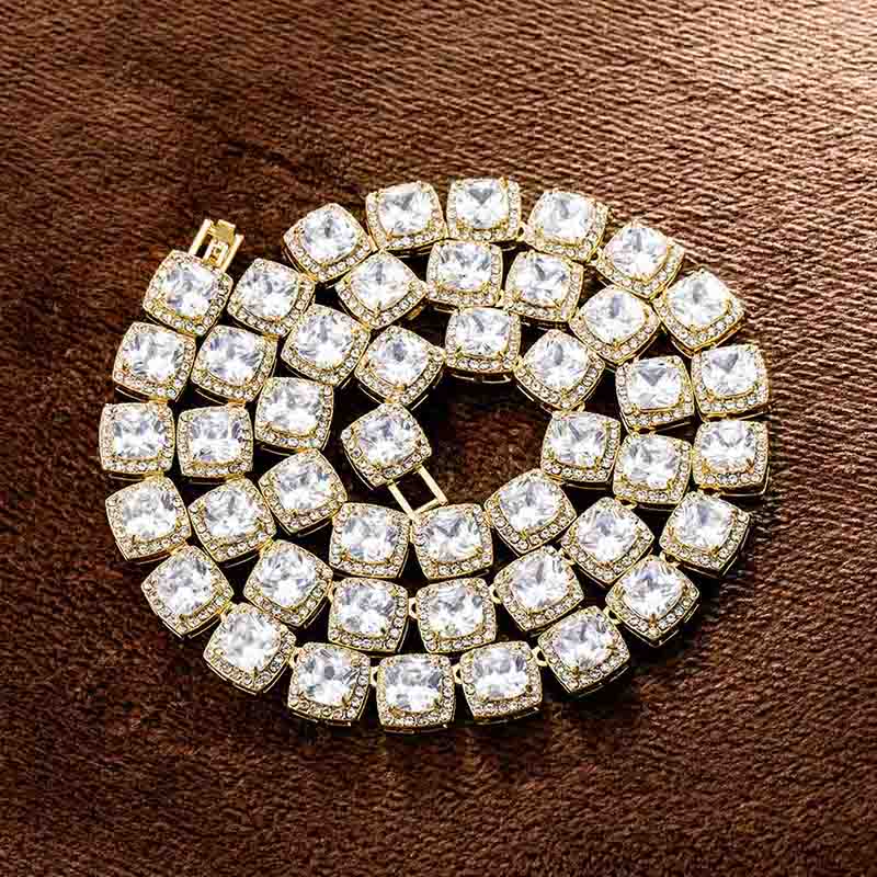 10mm 18K Gold Iced Baguette Necklace