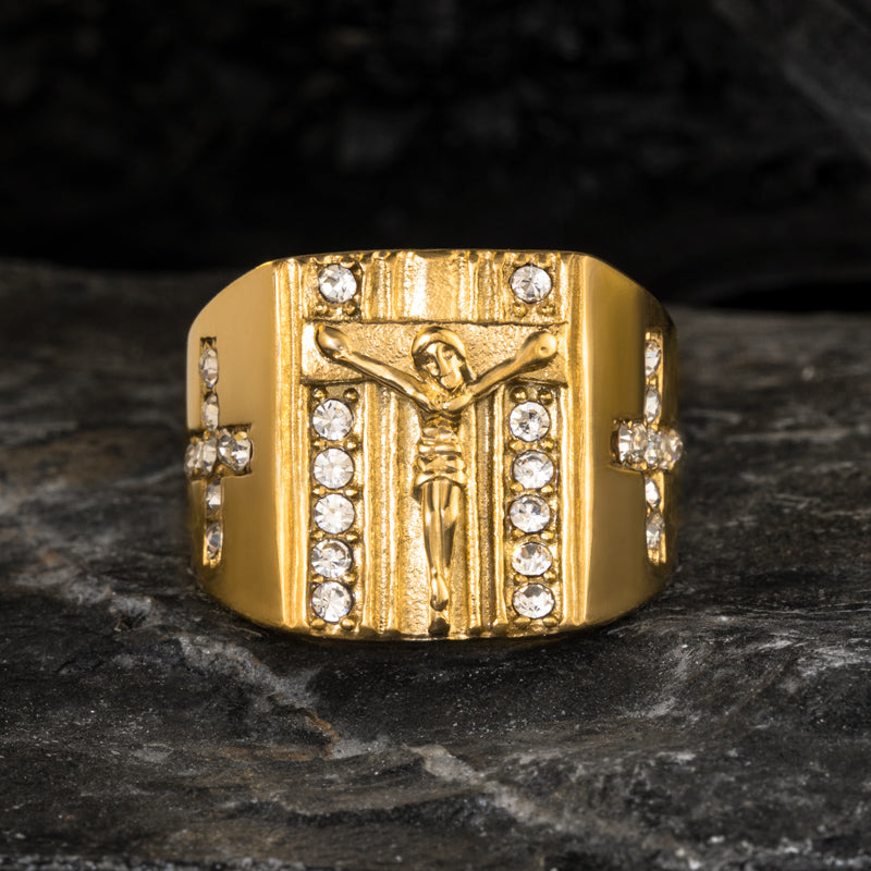 Men's Cross Jesus Titanium Steel Ring