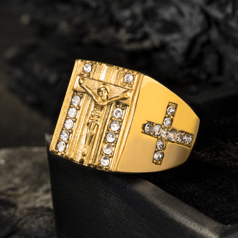 Men's Cross Jesus Titanium Steel Ring