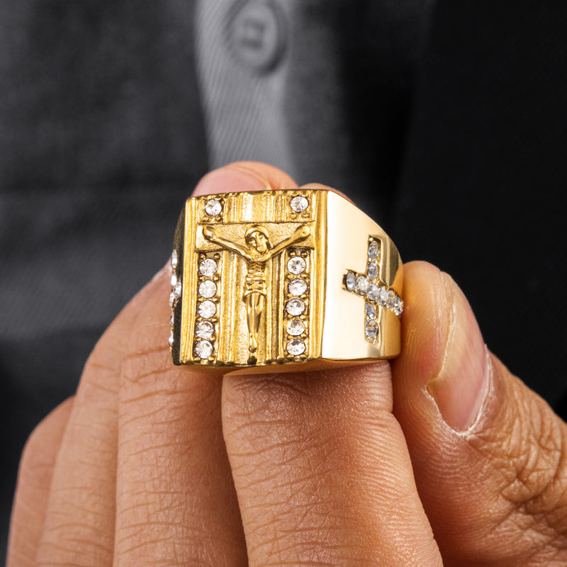 Men's Cross Jesus Titanium Steel Ring