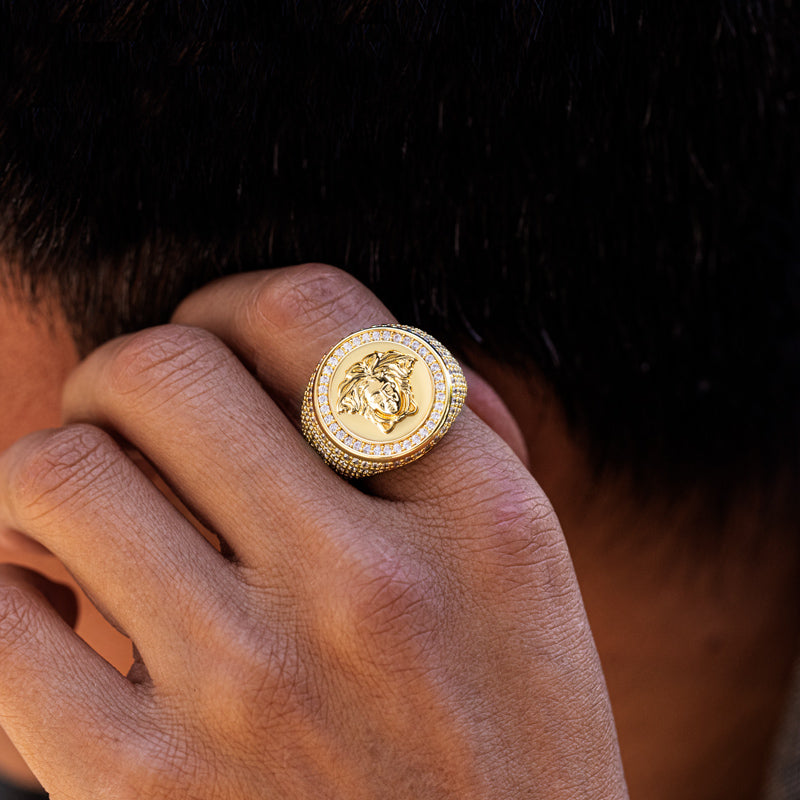 Iced Snake Hair Banshee Ring in Gold