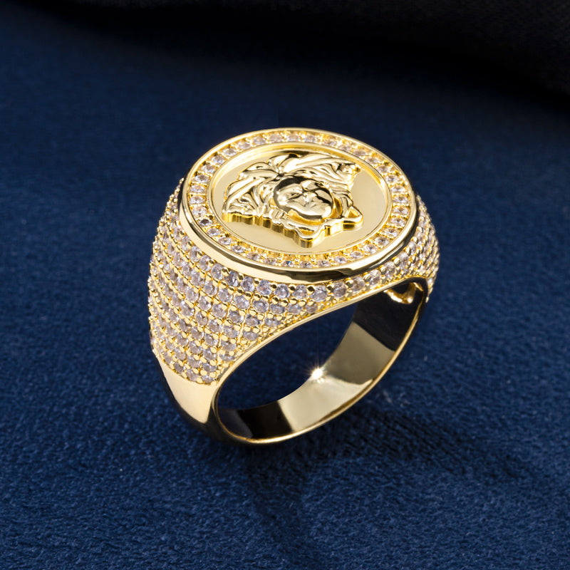 Iced Snake Hair Banshee Ring in Gold