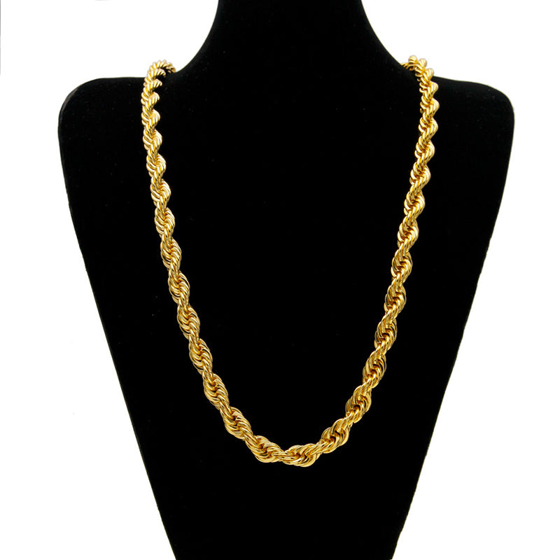 10mm 18K Gold Finish Rope Chain