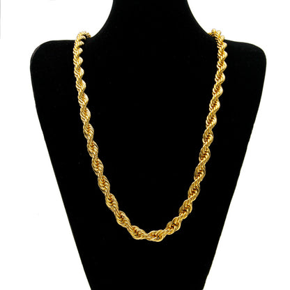 10mm 18K Gold Finish Rope Chain