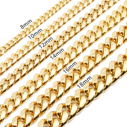 10mm 18K Gold PVD Plated Finish Cuban Link
