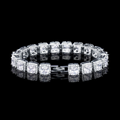 10mm 18K White Gold Finish Iced Baguette Bracelet
