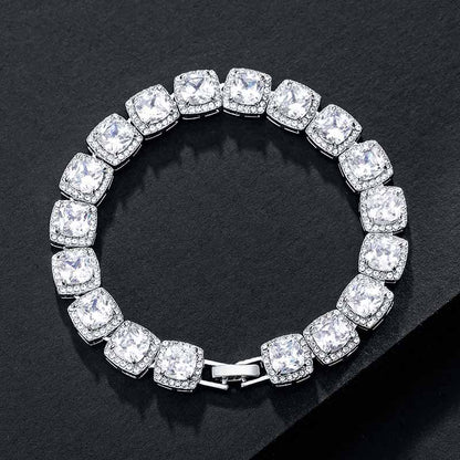 10mm 18K White Gold Finish Iced Baguette Bracelet