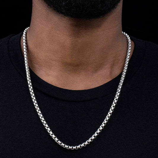 5 mm Round Box Chain in 18K White Gold