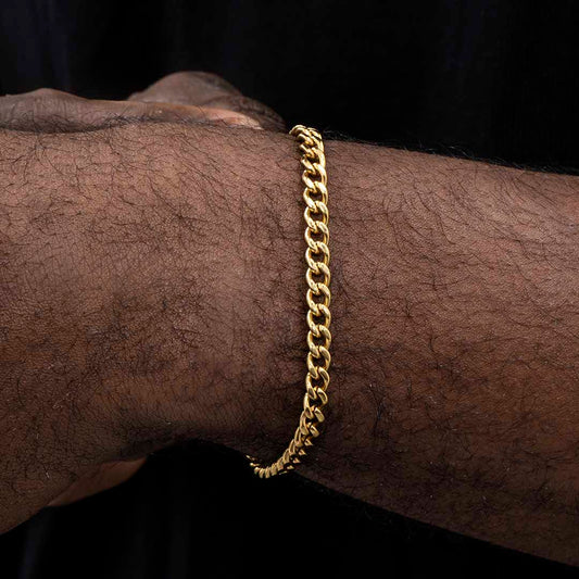 5mm 8" Stainless Steel Cuban Bracelet in Gold