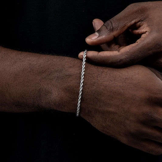 3mm Rope Bracelet in White Gold