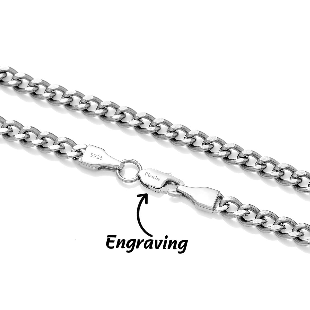 Solid 925 Sterling Silver 5mm Cuban Link Bracelet