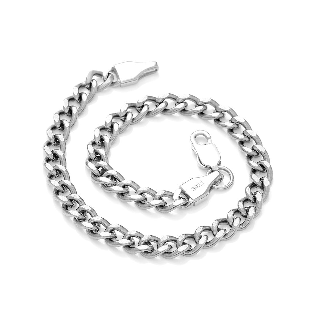 Solid 925 Sterling Silver 5mm Cuban Link Bracelet