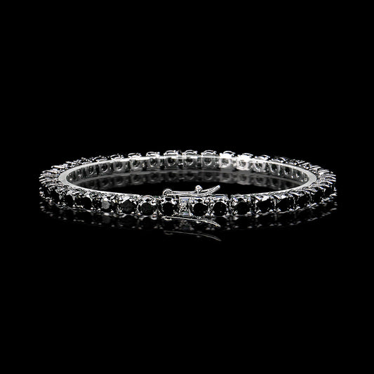 5mm Black Stones 18K Black Gold Tennis Bracelet