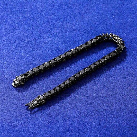 5mm Black Stones 18K Black Gold Tennis Bracelet
