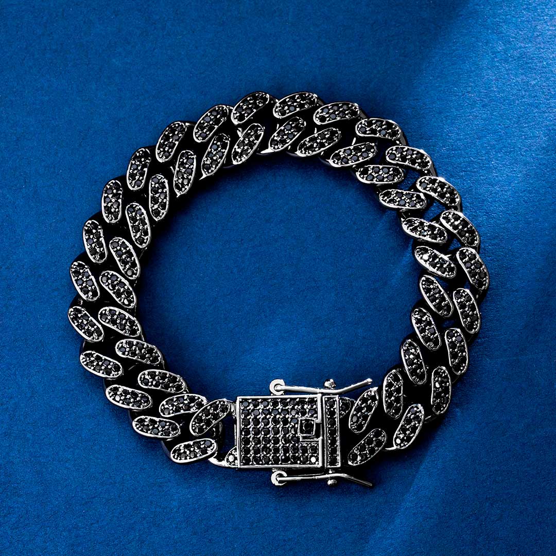 12mm Iced Black Miami Cuban Link Bracelet