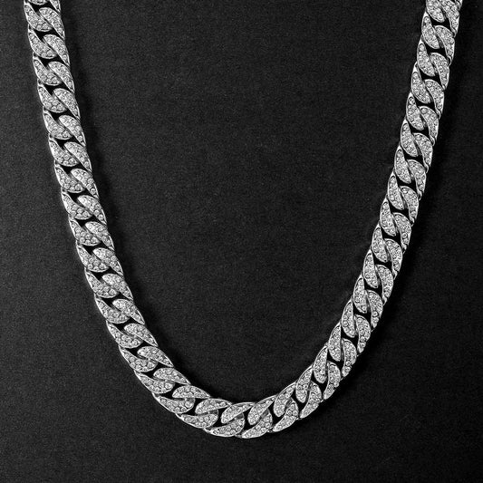 Iced 18K White Gold 13mm Cuban Chain