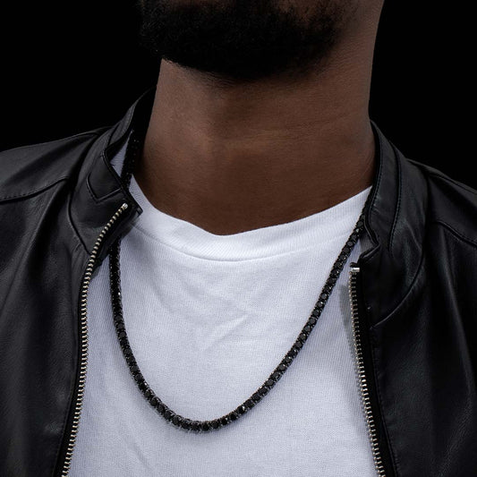 5mm Black Stones 18K Black Gold Tennis Chain