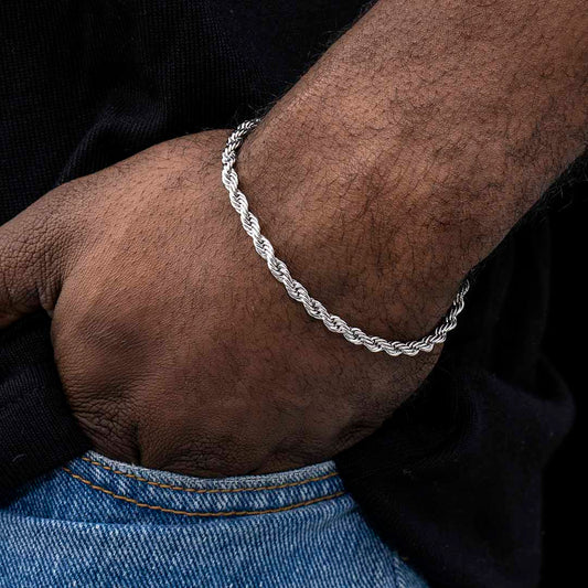 4mm Rope Bracelet in White Gold