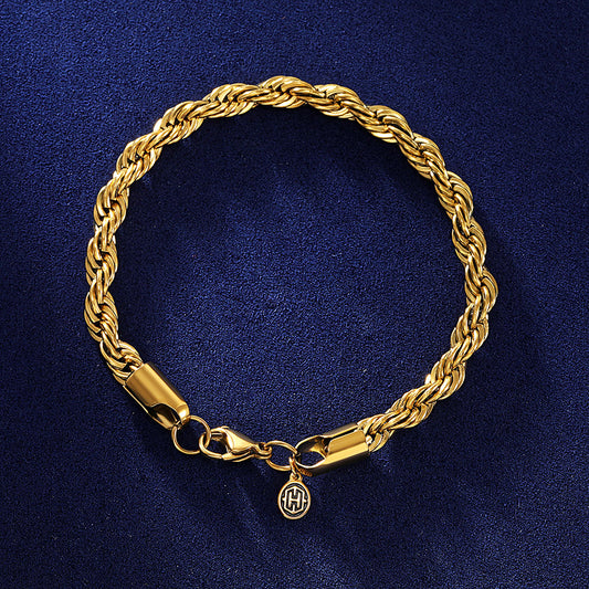 6mm Rope Bracelet in Gold